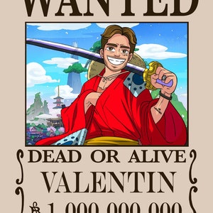 Fully Custom Anime Portrait , Custom Anime Wanted Poster, Personalized Pirate Anime Gift, Printable Wallart, Satisfaction Result, DIGITAL