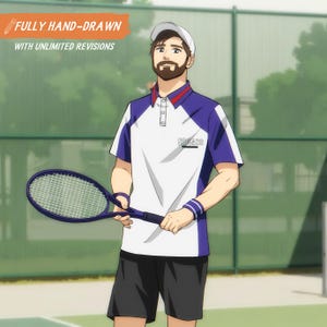 Portrait d&#39;anime personnalisé, dessin de style anime, dessiner un anime à partir d&#39;une photo, cadeau anime pour papa, art anime fête des pères, art anime dessiné à la main
