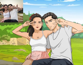 Fully Custom Anime Portrait , Couple Anime Portrait, Family Anime Portrait, Personalized anime drawing, Weeb Anime Gift