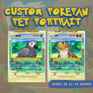 POKE Pet Card from Photo | Anime Style Pet Portrait | Unique Pet Lover Gift | Custom Pet Illustration | Cartoon Pet Art | Cute Pet Art