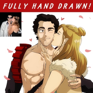 Encargo de anime personalizado, retrato de estilo anime, arte de dibujos animados personalizado, mejor regalo de aniversario, anime a partir de una foto, arte personalizado de pareja
