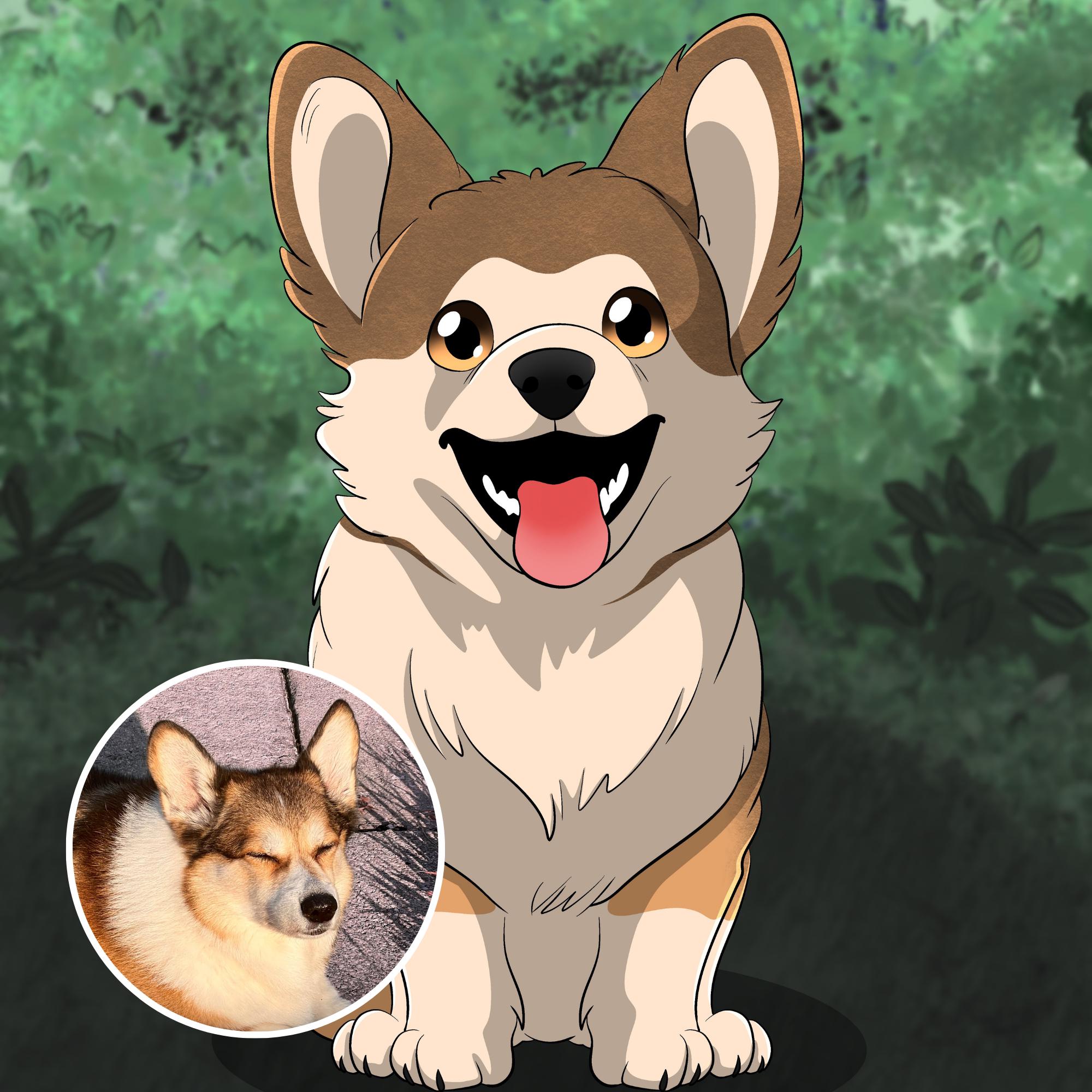 Custom Anime Pet Drawing, Pet Lovers Wall Art, Hand Drawn Anime Pet Portrait, Anime Inspired Pet Art, Anime Pet Gift, Kawaii Pet Keepsake