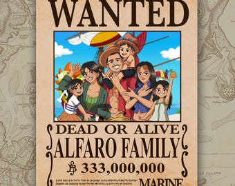 Personalized Anime Family Portrait | Custom One Piece Poster | Pirate Anime Gift | Anime Couple Art Print | Anniversary Wall Decor