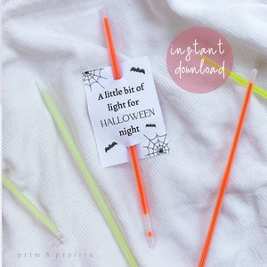 Halloween Glow Stick Printable Tag Trick or Treat Tag Etsy