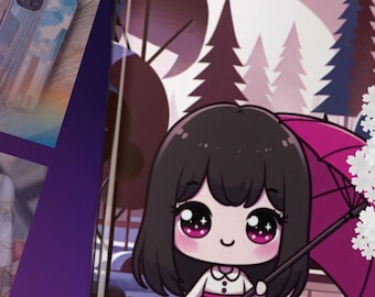Coque de portable sur le thème de Kawaii avec des designs amusants et colorés - Google Pixel 8 Pro 7 6 5 5G Coques résistantes Kawaii Red Umbrella Girl
