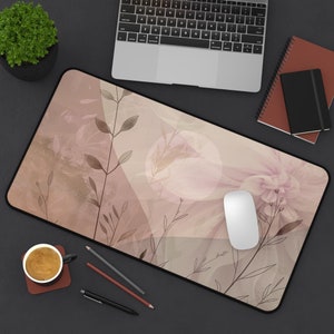 Boho Floral Desk Mat: Earth Tone Neoprene Desk Pad