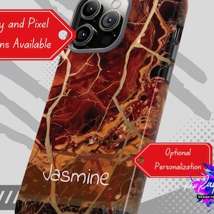 Personalized Brown Marble iPhone 16 Pro Case: Chic Gold Accent