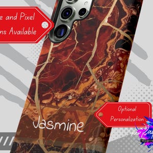 Personalized Brown Marble Cover for Galaxy S24 Plus – Chic Gold Accent, Gift for Wife or Girlfriend