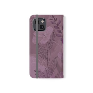Flip Wallet-telefoonhoesje: organiseer in stijl met deze damesportemonnee en creditcardhouder in een chique boho-bloemdessin! Boho paars