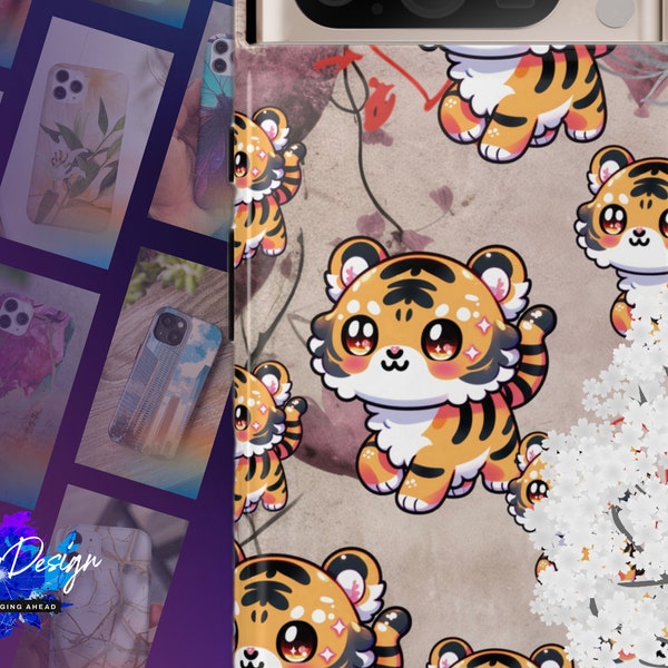 Adorable Kawaii Tiger Themed Phone Case - Cute Little Tiger Japanese Style Protective Cover -  Google Pixel 8 Pro 7 6 5 5G