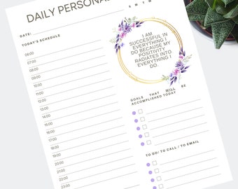 Positive Planner Example Daily Planner, Positive Affirmation, Instant Download, Goals Planner ...