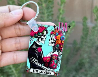 The Lovers Tarot Card Double Sided Keychain | Tarot Card Gift| Celestial Keychain | Tarot Card Bag Charm