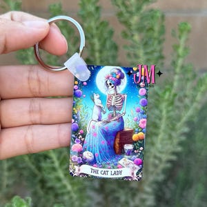 The Cat Lady Tarot Card Double Sided Keychain | Tarot Card Gift| Celestial Keychain | Tarot Card Bag Charm