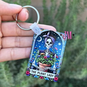 The Plant Lady Tarot Card Double Sided Keychain | Tarot Card Gift| Celestial Keychain | Tarot Card Bag Charm