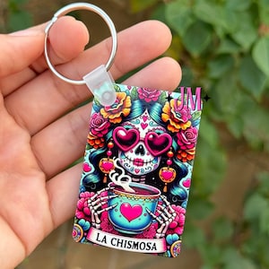 La Chismosa Tarot Card Double Sided Keychain | Tarot Card Gift| Celestial Keychain | Tarot Card Bag Charm