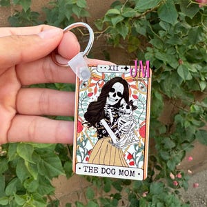 The Dog Mom Tarot Card Double Sided Keychain | Tarot Card Gift| Celestial Keychain | Tarot Card Bag Charm
