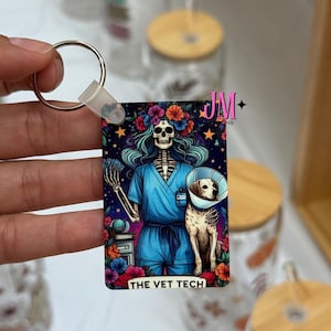 The Vet Tech Tarot Card Double Sided Keychain | Tarot Card Gift| Celestial Keychain | Tarot Card Bag Charm