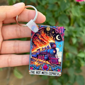 The Hot Mess Express Tarot Card Double Sided Keychain | Tarot Card Gift| Celestial Keychain | Tarot Card Bag Charm