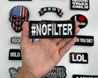 Geen filter Opstrijkpatch | Opstrijkbaar | Vetgedrukte patch| Grappige patches | Hoedenstang|Vrachtwagenhoed