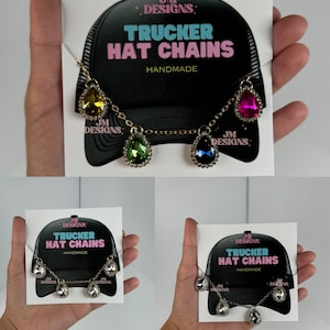 Trucker Hat Chains| Colorful Crystals Hat Chain| hat accessories| trendy chains| Cowboy Hat| Hat Necklace