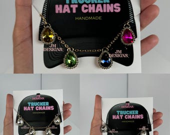 Cadenas de sombreros de camionero/ Cadenas de sombreros de cristales coloridos/ accesorios de sombreros/ cadenas de moda/ Sombrero de vaquero/ Collar de sombrero