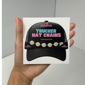 Trucker Hat Chains| white flowers Hat Chain| hat accessories| trendy chains| Cowboy Hat| Hat Necklace