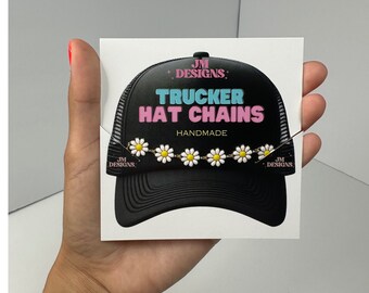 Cadenas para sombreros de camionero, Cadena para sombreros de flores blancas, Accesorios para sombreros, Cadenas de moda, Sombrero de vaquero, Collar de sombrero