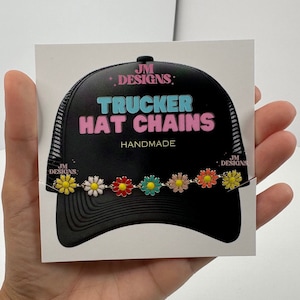 Trucker Hat Chains| Colorful Flowers Hat Chain| hat accessories| trendy chains| Cowboy Hat| Hat Necklace