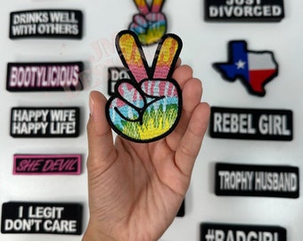 Peace Hand Sign Iron On Patch |Iron On |Bold Patch| Funny Patches | Hat Bar|Trucker Hat