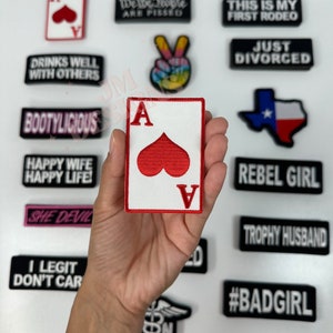 Ace Of Hearts Novelty Iron On Patch |Iron On |Bold Patch| Funny Patches | Hat Bar|Trucker Hat