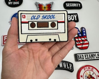 Old Skool Cassette Iron On Patch |Iron On | Patch| Bold Patches | Hat Bar|Trucker Hat