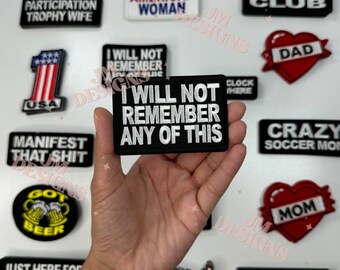 Ik zal me niets van deze opstrijkpatch herinneren | Opstrijken | Vetgedrukte patch| Grappige patches | Hoedenstang|Vrachtwagenhoed