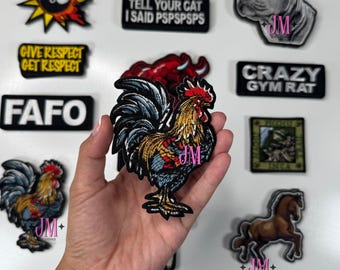 Rooster Iron On Patch | Iron On Patch| Funny Patches | Hat Bar|Trucker Hat