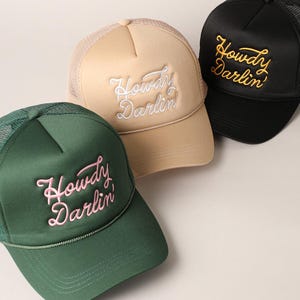 Howdy Darlin Trucker Hats| Cowgirl Hat| High Profile in All Colors | Trucker Foam Hat| Adjustable |SnapBack