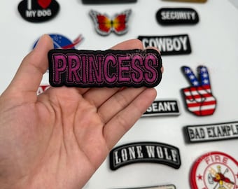 Prinsessa Stryk-på-märke | Daring Patches Stryk-på | Rosa märken | Flickmärken | Hattstång | Truckerkeps