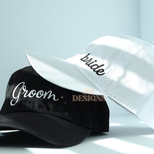 Chapeau de mariée et de marié| Chapeau de broderie de mariée| Chapeau de broderie de marié| Casquette de baseball| Broderie personnalisée| Cadeau mari et femme| Cadeau de mariage