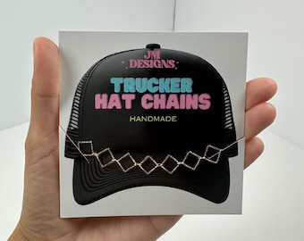 Cadenas de sombreros de camionero/ Cadena de sombreros cuadrados/ accesorios de sombreros/ cadenas de moda/ Sombrero de vaquero/ Collar de sombreros