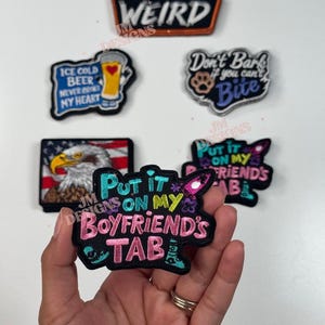 Parche termoadhesivo con la frase &quot;Póngalo en la pestaña de mi novio&quot; / Parche termoadhesivo con la frase &quot;Esposo&quot; / Parche llamativo / Parches divertidos / Barra de sombreros / Gorra de camionero