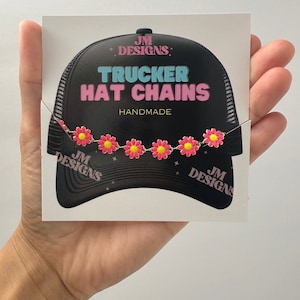 Trucker Hat Chains| Rose Red Flowers Hat Chain| hat accessories| trendy chains| Cowboy Hat| Hat Necklace