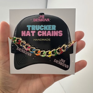 Trucker Hat Chains| Rainbow Hat Chain| hat accessories| trendy chains| Cowboy Hat| Hat Necklace