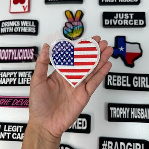 Heart Shape U.S.A Flag Iron On Patch |Iron On |Bold Patch| Fourth Of July Patches | Hat Bar|Trucker Hat