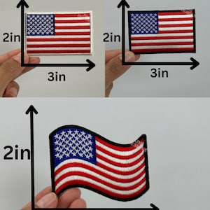 USA Flag |Iron On Patch| America | Wavy USA Flag | Hat Bar| Foruth of July | Labor Day