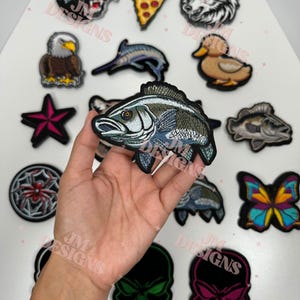 Sea Bass Fish Iron On Patch |Iron On | Hat Bar|Trucker Hat