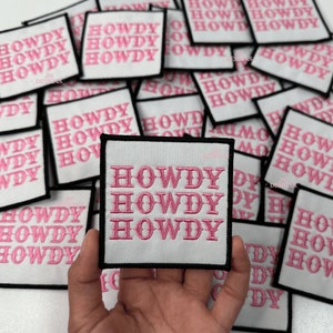 Pink Howdy Cowgirl Patch |Iron On | Patch| Western Boot | Space Cowgirl | Southern Girl | Hat Bar