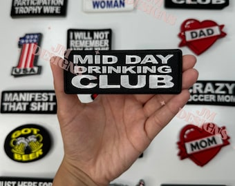 Parche termoadhesivo del Mid Day Drinking Club / Termoadhesivo / Parche llamativo / Parches divertidos / Barra de gorras / Gorra de camionero