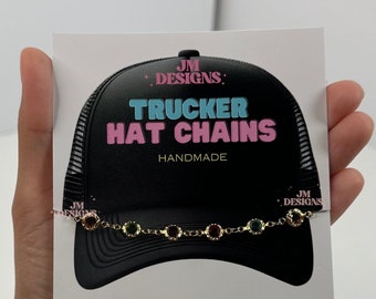 Cadenas de sombreros de camionero/ Cadenas de sombreros de cristales coloridos/ accesorios de sombreros/ cadenas de moda/ Sombrero de vaquero/ Collar de sombrero