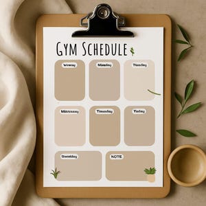 Printable Gym Workout Schedule | Weekly Fitness Planner (PDF)