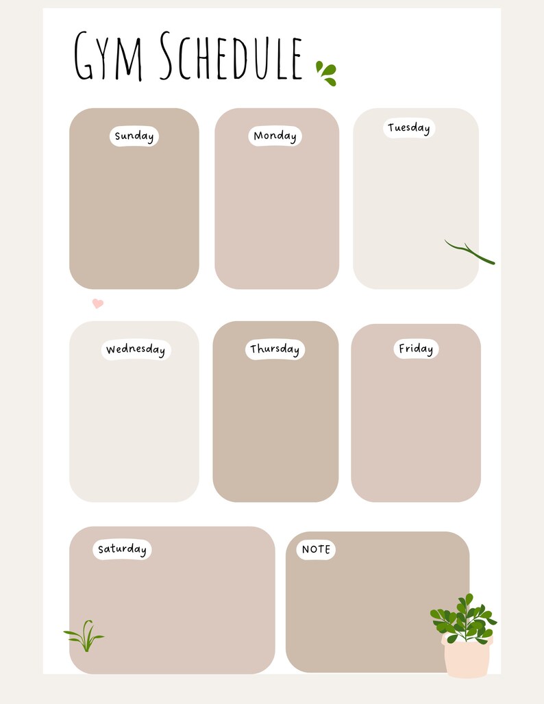 Gym Schedule Printable