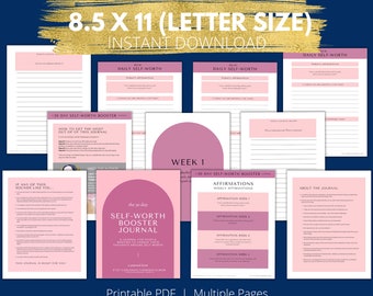 30 Day Self-Worth Journal, Wellness Prompts (PDF Download)