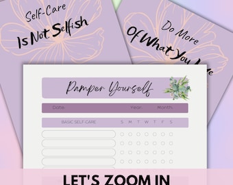 Zelfzorgplanner, zelfliefdereis, geestelijke gezondheidsboost (afdrukbare pdf)